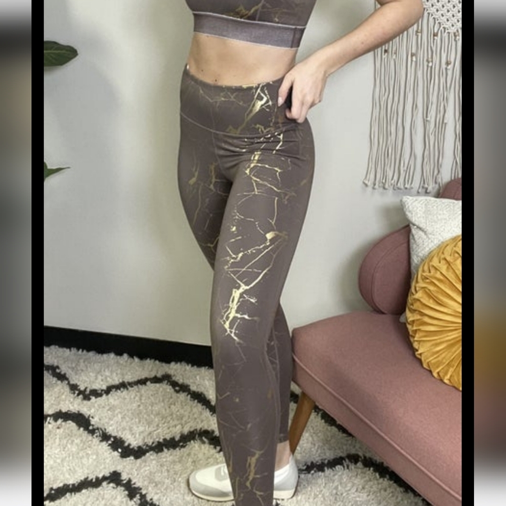 Mono B Cocoa Brown and Gold Women's Leggings